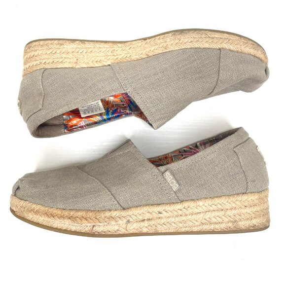 Bobs Skechers Memory Foam Shoes Womens 9 Gray Taupe High Jinx Espadrilles Slip - Picture 8 of 12